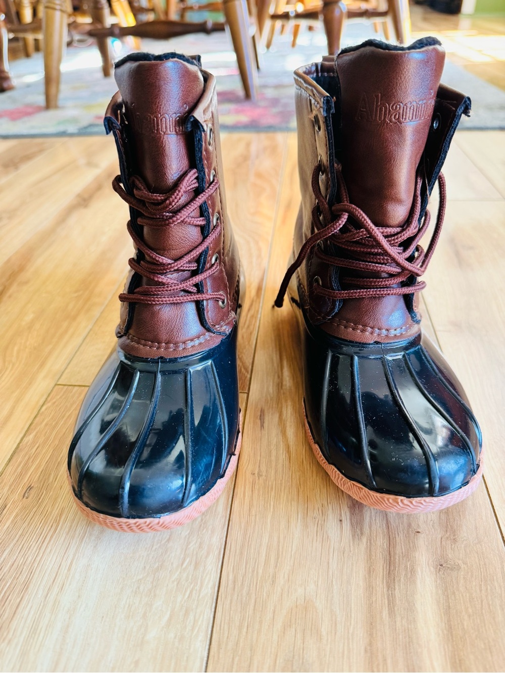 Kids Ahannie Brown & Navy Duck Boots - Waterproof Winter Boots